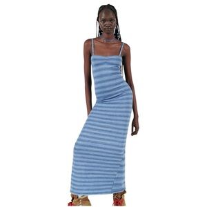 Frankie's Bikinis Blue Striped Maxi Dress size M NWT
